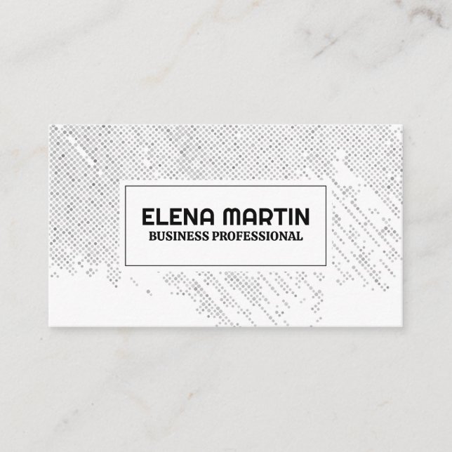 Gray Dotted Background Pattern Business Card (Front)