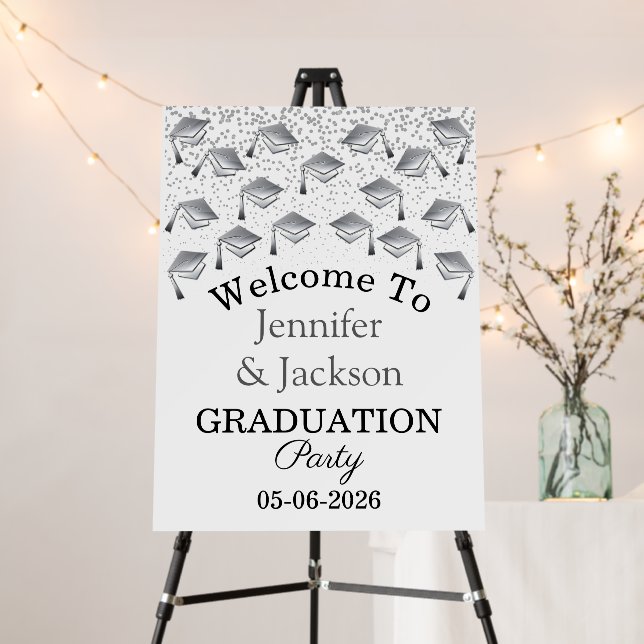 Gray Double Joint Graduation Party Welcome Foam Board (In Situ (Stand))