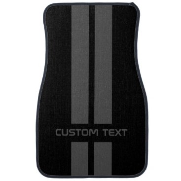 Gray Double Stripe Car Mats - with custom text