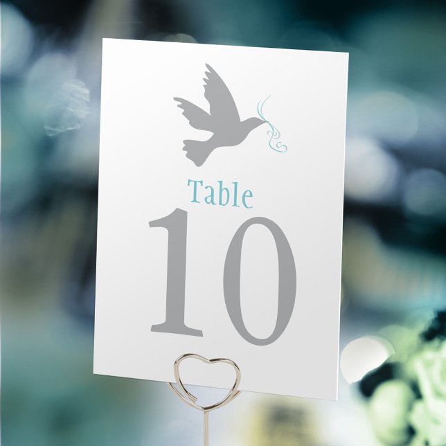 Gray dove bird wedding or occassion table number (Creator Uploaded)