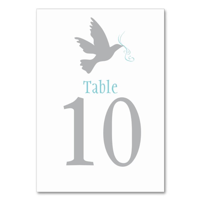 Gray dove bird wedding or occassion table number (Front)