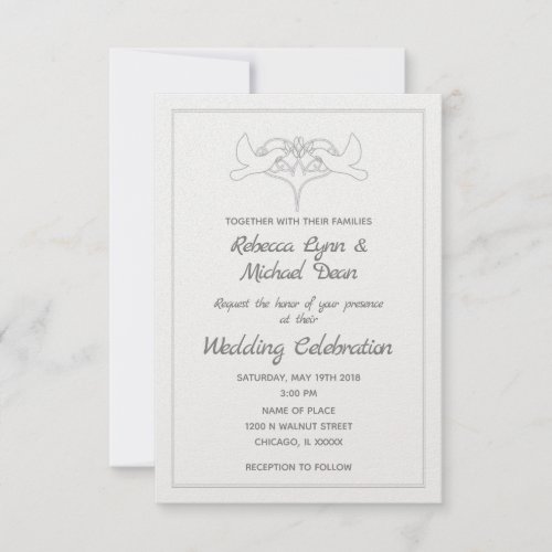 Gray Doves Wedding Invitation