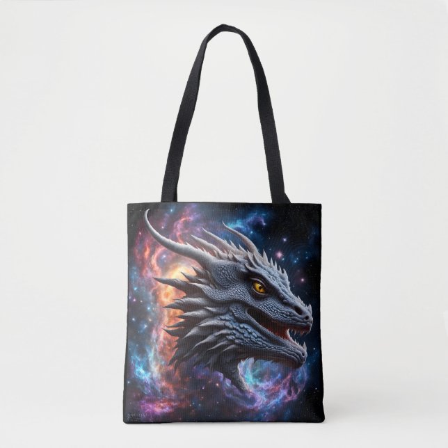 Gray Dragon in the Stars Tote Bag (Front)