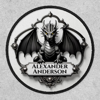 Gray Dragon with Yellow Eyes Personalize Patch