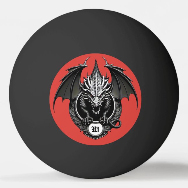 Gray Dragon with Yellow Eyes  Ping Pong Ball (Front)