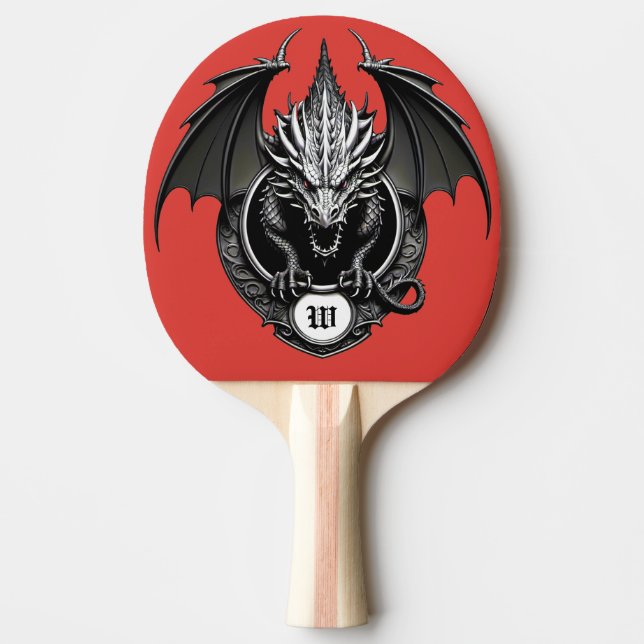 Gray Dragon with Yellow Eyes  Ping Pong Paddle (Front)