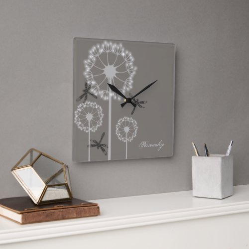 Gray Dragonflies Wall Clock