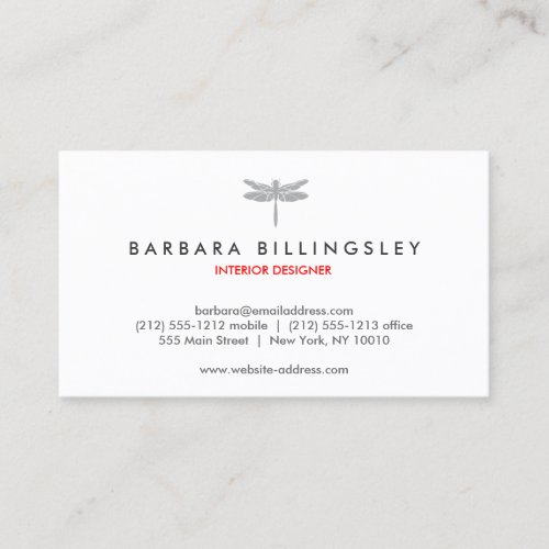 Gray Dragonfly Logo Designer Business Card