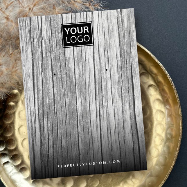 Gray driftwood custom logo earring display card (Creator Uploaded)