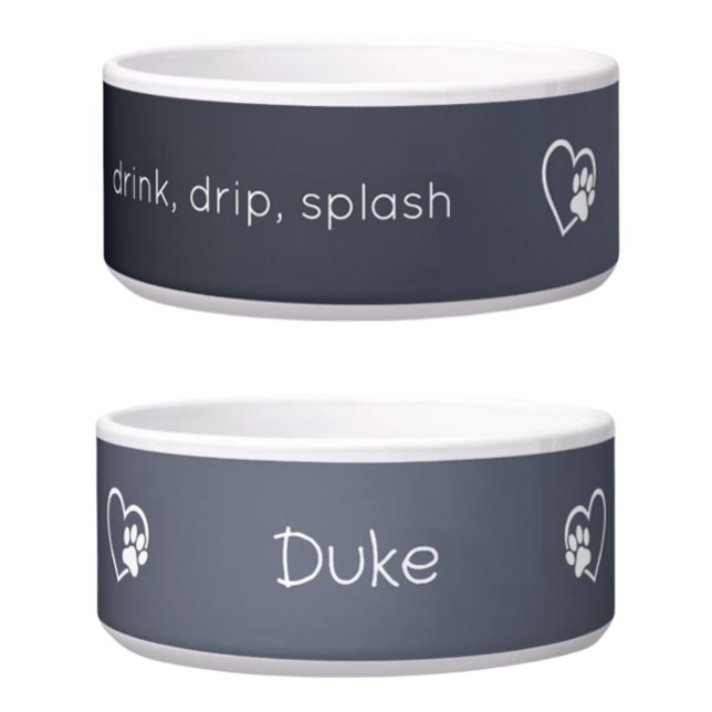 Gray 'drink drip splash' Dog Name Bowl (Creator Uploaded)