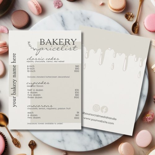 Gray Drip Typography Menu Bakery Price List