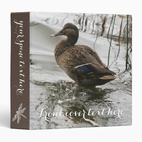 Gray duck on dark the lake 3 ring binder