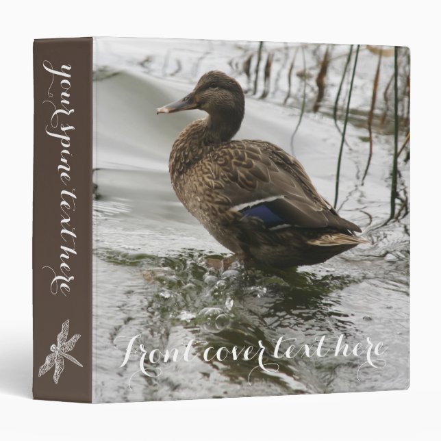 Gray duck on dark the lake 3 ring binder (Front/Spine)