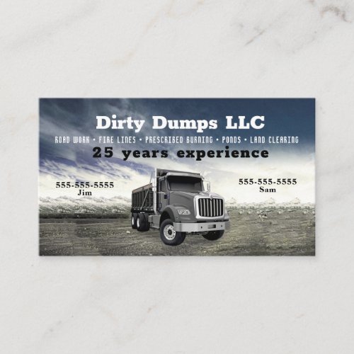 Gray Dump Truck Business Card