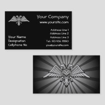 Gray eagle with two heads business card