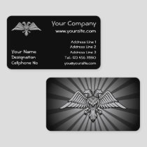 Gray eagle with two heads business card