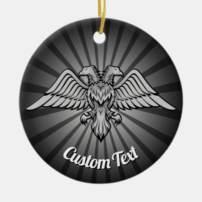 Gray Eagle with two Heads Ceramic Ornament (Front)