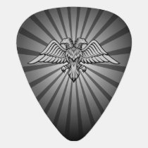 Gray eagle with two heads guitar pick