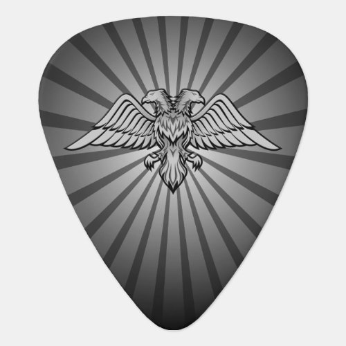 Gray eagle with two heads guitar pick