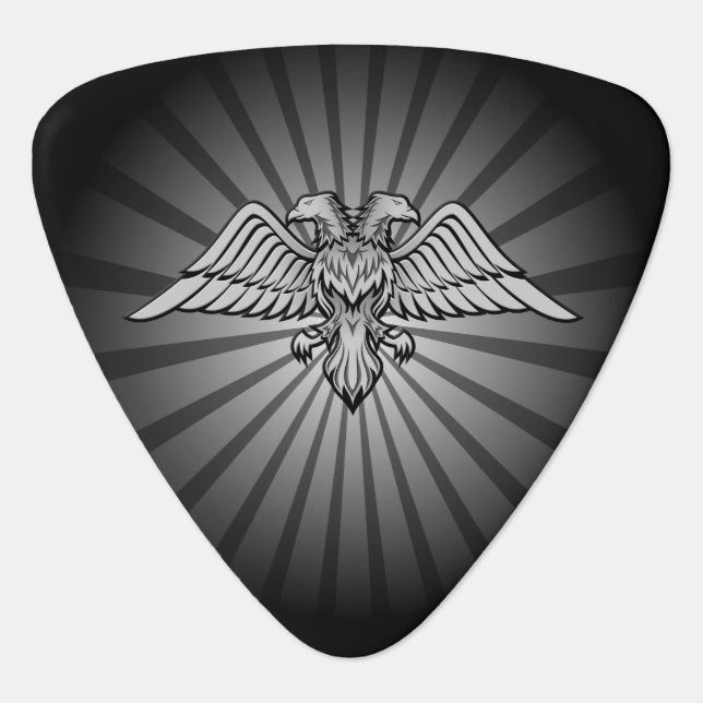 Gray Eagle with two Heads Guitar Pick (Front)