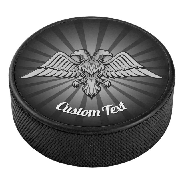 Gray Eagle with two Heads Hockey Puck (3/4)
