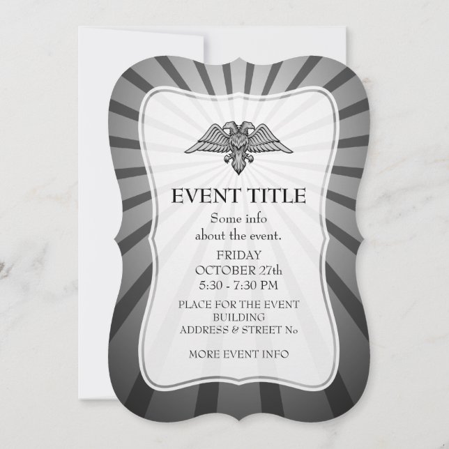 Gray eagle with two heads invitation (Back)