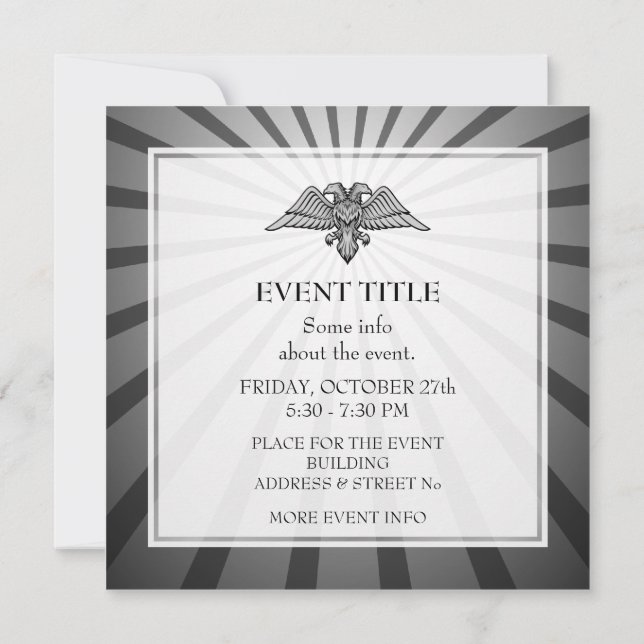 Gray eagle with two heads invitation (Back)