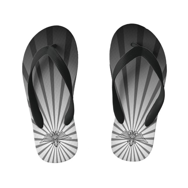 Gray eagle with two heads kid's flip flops (Footbed)