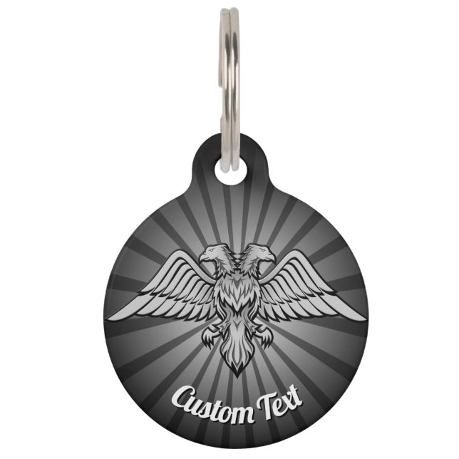 Gray Eagle with two Heads Pet ID Tag (Front)