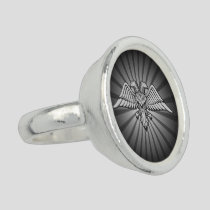 Gray eagle with two heads ring