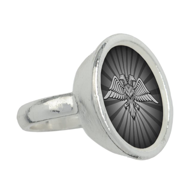 Gray eagle with two heads ring (Side)