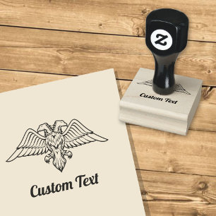 Gray Eagle with two Heads Rubber Stamp