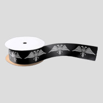 Gray eagle with two heads satin ribbon