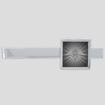 Gray eagle with two heads silver finish tie clip