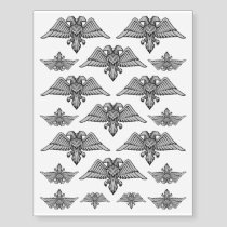 Gray Eagle with two Heads Temporary Tattoos