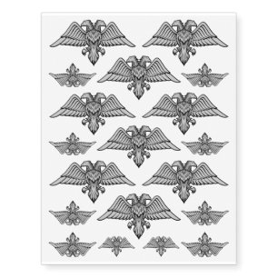 Gray Eagle with two Heads Temporary Tattoos