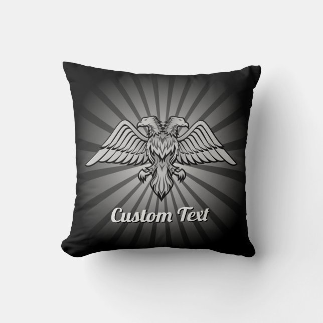 Gray Eagle with two Heads Throw Pillow (Front)