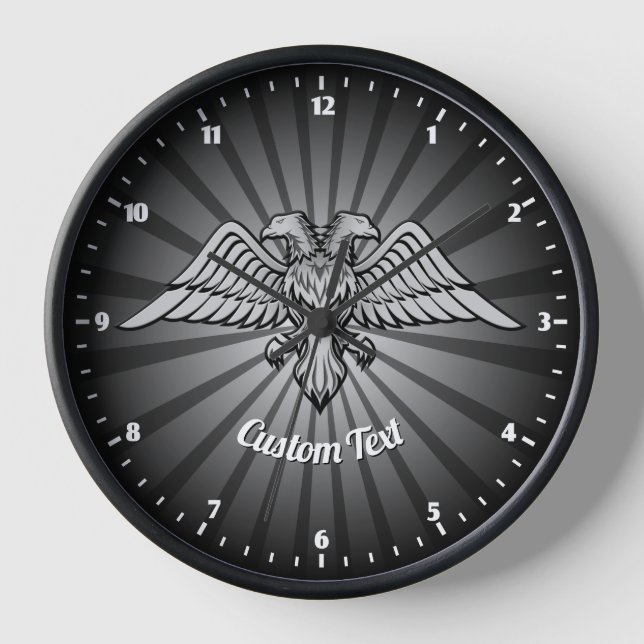 Gray eagle with two Heads Wall Clock (Front)