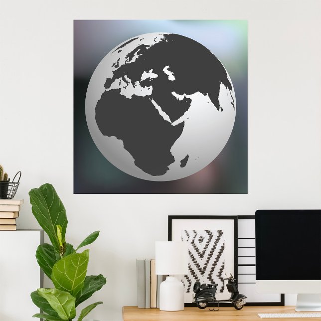 Gray Earth Globe Poster (Creator Uploaded)