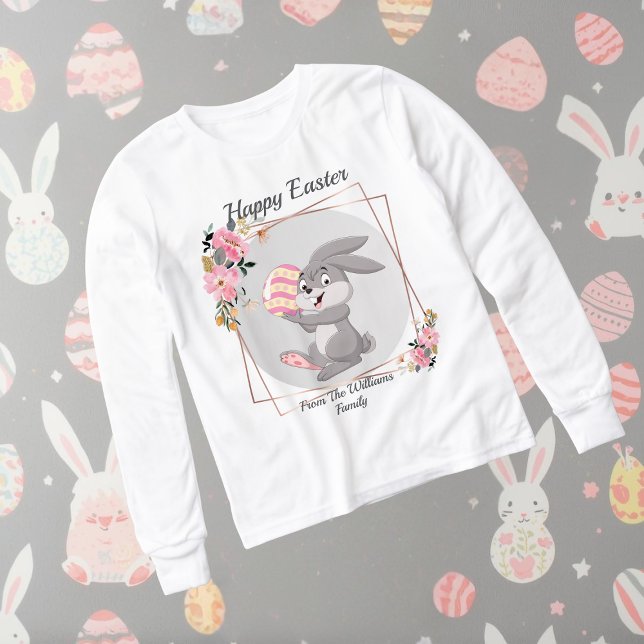 Gray Easter Bunny Personalized  Tri-Blend Shirts (Creator Uploaded)
