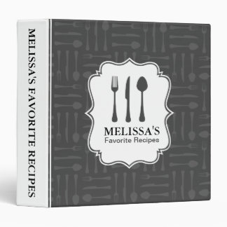 Gray Eating Utensils Recipe Binder