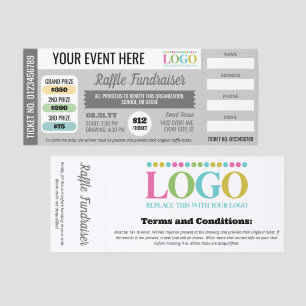 Gray Editable Event Fundraiser Charity Raffle Tickets