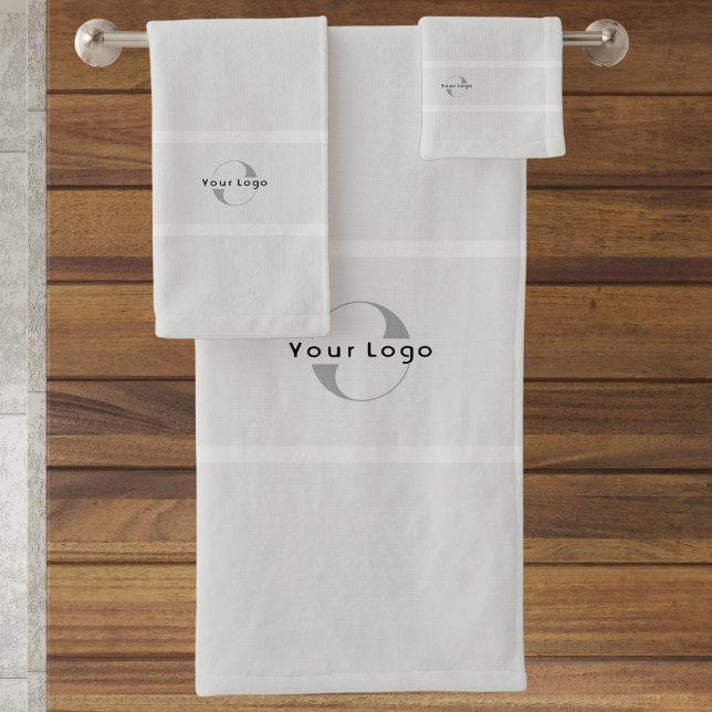 Gray Elegant Business logo Hotel company brand Bath Towel Set (Creator Uploaded)