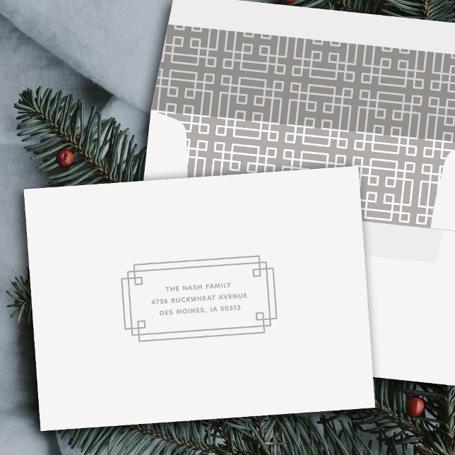 Gray Elegant Deco Frame Holiday Envelope (Creator Uploaded)