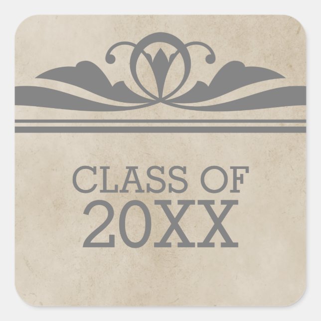 Gray Elegant Deco Graduation Stickers (Front)