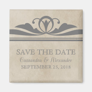 Gray Elegant Deco Save the Date Magnet