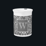 Gray Elegant Flourish Monogram Pitcher<br><div class="desc">Add your initials or other text to customize this simple Elegant Flourish Monogram Pitcher. This trendy and chic pitcher would make a perfect accent to your table or decor.</div>