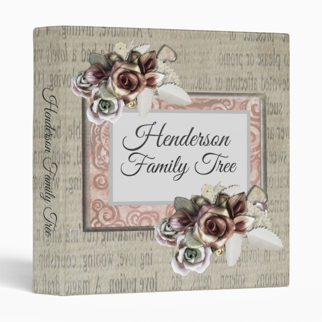 Gray Elegant  Genealogy Family Tree Album 3 Ring Binder (Front/Spine)