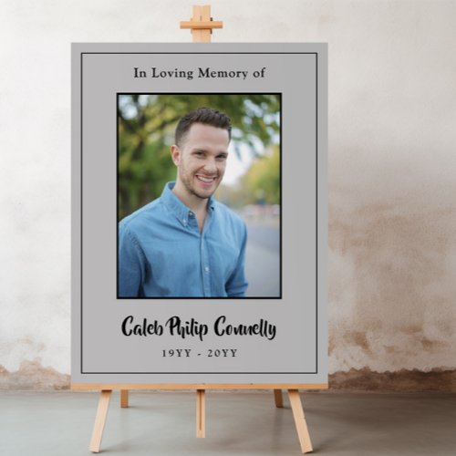 Gray Elegant In Loving Memory Photo Foam Board