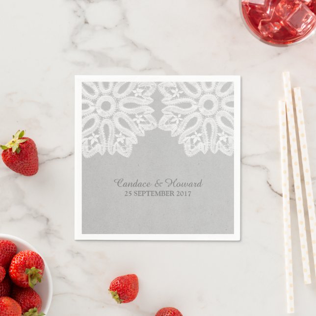 Gray Elegant Lace Paper Napkins (Insitu)